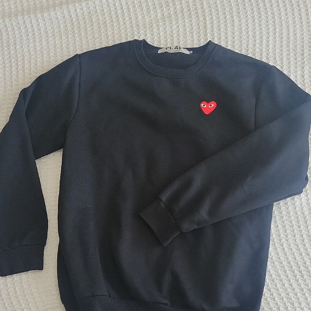 Comme des Garcons Black Crewneck with Red Heart